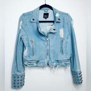 BBJ Light Blue Studded Denim Jacket